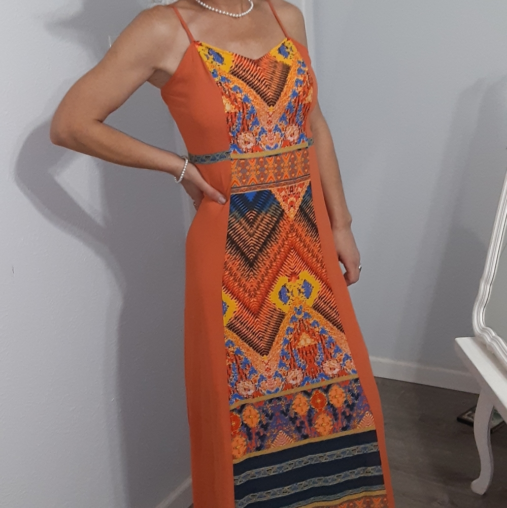Floor length sundress with spaghetti straps